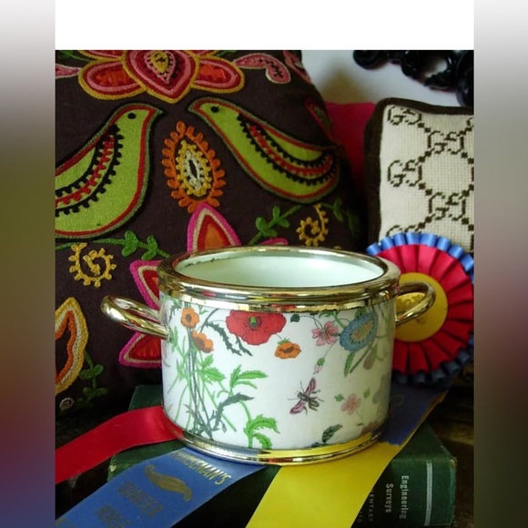 RARE Vintage GUCCI Accornero Ice Bucket Wine Cooler Barware Table Accessory GG - Picture 10 of 12